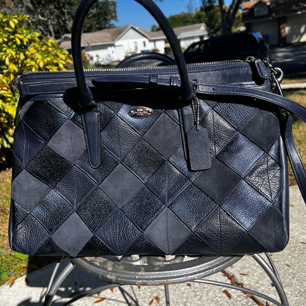 🛑SOLD🛑 Coach Navy Blue Morgan Patchwork Leather Satchel NWT Fast Shipping F36698 - Picture 2 of 14